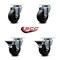 Service Caster 3.5'' Soft Rubber Wheel Swivel Top Plate Caster Set with 2 Posi Brakes, 4PK SCC-20S3514-SRS-2-PLB-2 - alternate 3